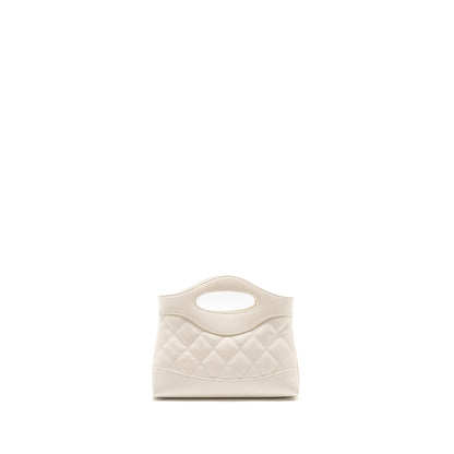 Chanel Mini 31 Clutch with  Chain Shiny Calfskin White L (Microchip)