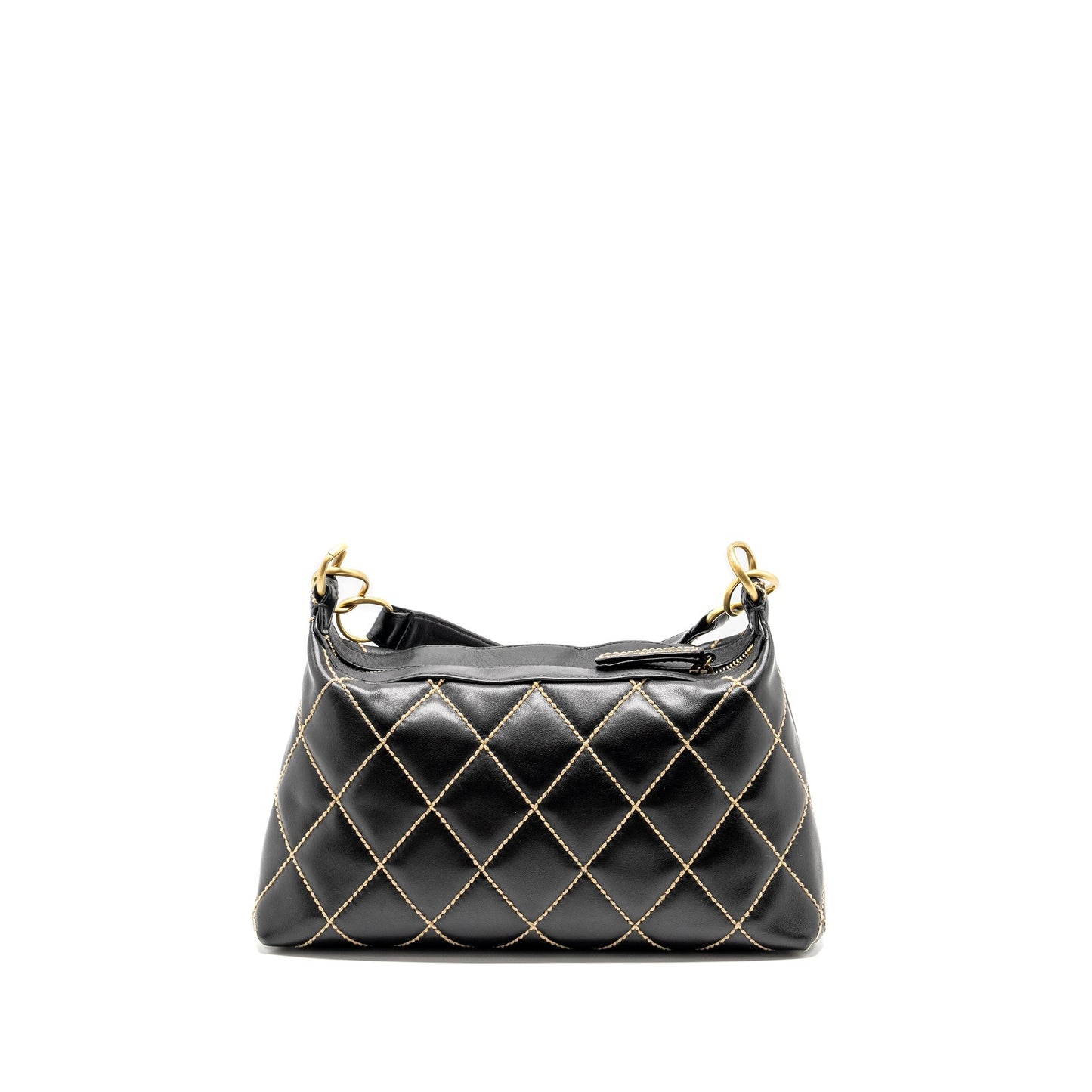 CHANEL Vintage Wild Stitch Shoulder Bag Calfskin Black
