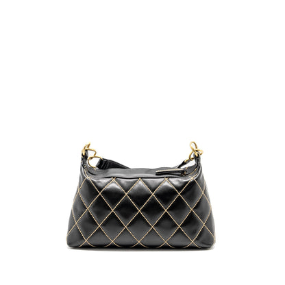 CHANEL Vintage Wild Stitch Shoulder Bag Calfskin Black