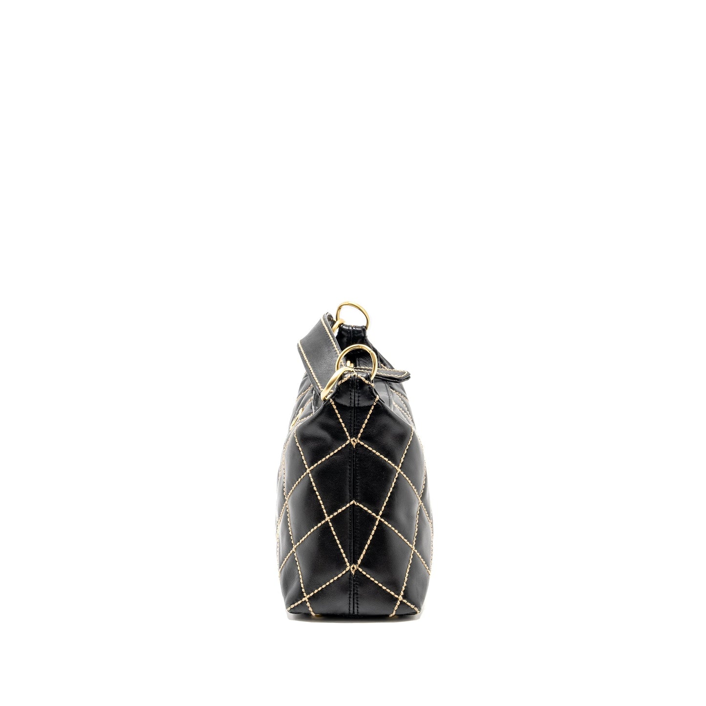 CHANEL Vintage Wild Stitch Shoulder Bag Calfskin Black