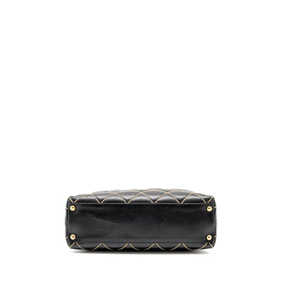 CHANEL Vintage Wild Stitch Shoulder Bag Calfskin Black