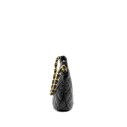 Chanel 22K Hobo Shoulder Bag Lambskin Black  (Microchip)