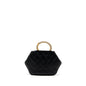 Chanel pearl round handle evening clutch lambskin black  (microchip)