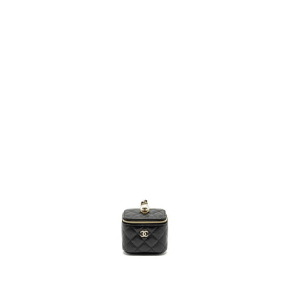 Chanel Small Vanity Clutch with Chain CC Pearl Caviar Black L