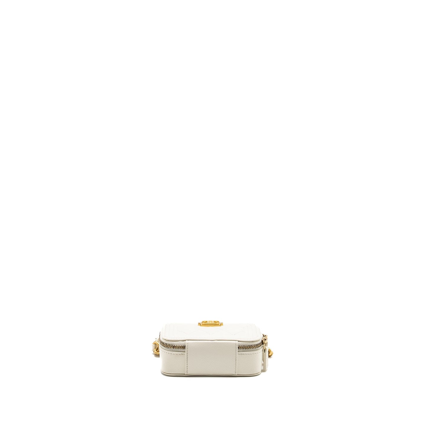 Chanel Boy Chain Clutch Caviar White  (Microchip)