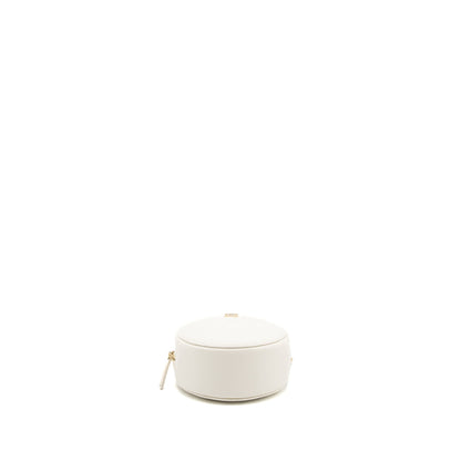 Chanel Round Clutch With Chain Caviar White L