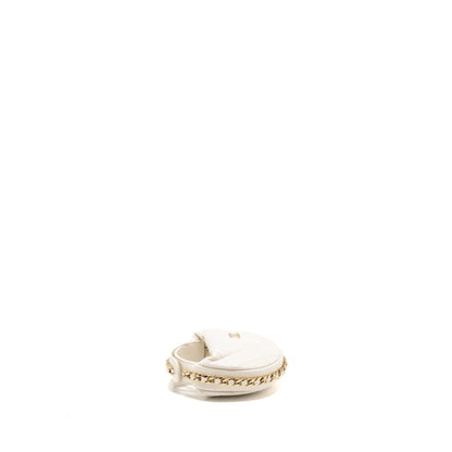 Chanel 23C Round Clutch Lambskin White L (Microchip)