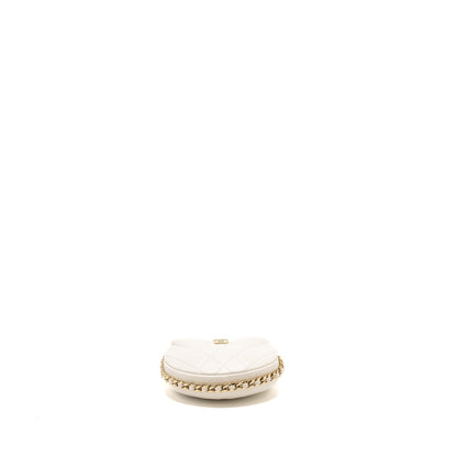 Chanel 23C Round Clutch Lambskin White L (Microchip)