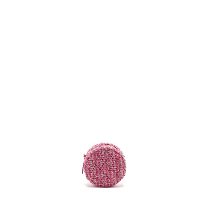 Chanel Round Clutch with Chain Tweed Pink/Multicolour L