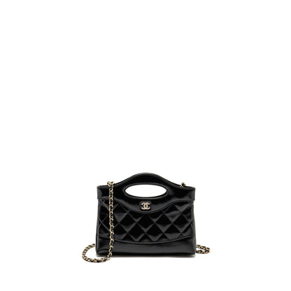 Chanel Mini 31 Clutch with Chain Shiny Calfskin Black L (Microchip)