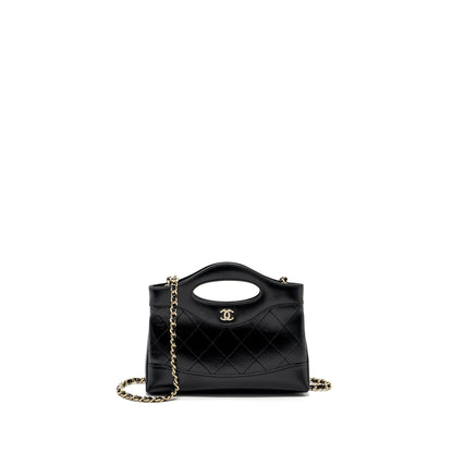 Chanel 24C mini 31 clutch with chain shiny calfskin black L (microchip)
