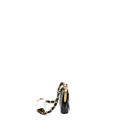 Chanel 24a Bowknot Clutch with Chain Patent Crumpled Lambskin/Shiny Lambskin Black/Pink  (Microchip)