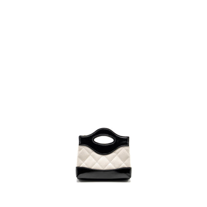 Chanel 31 Nano Clutch with Chain Shiny Lambskin White/Black L (Microchip)
