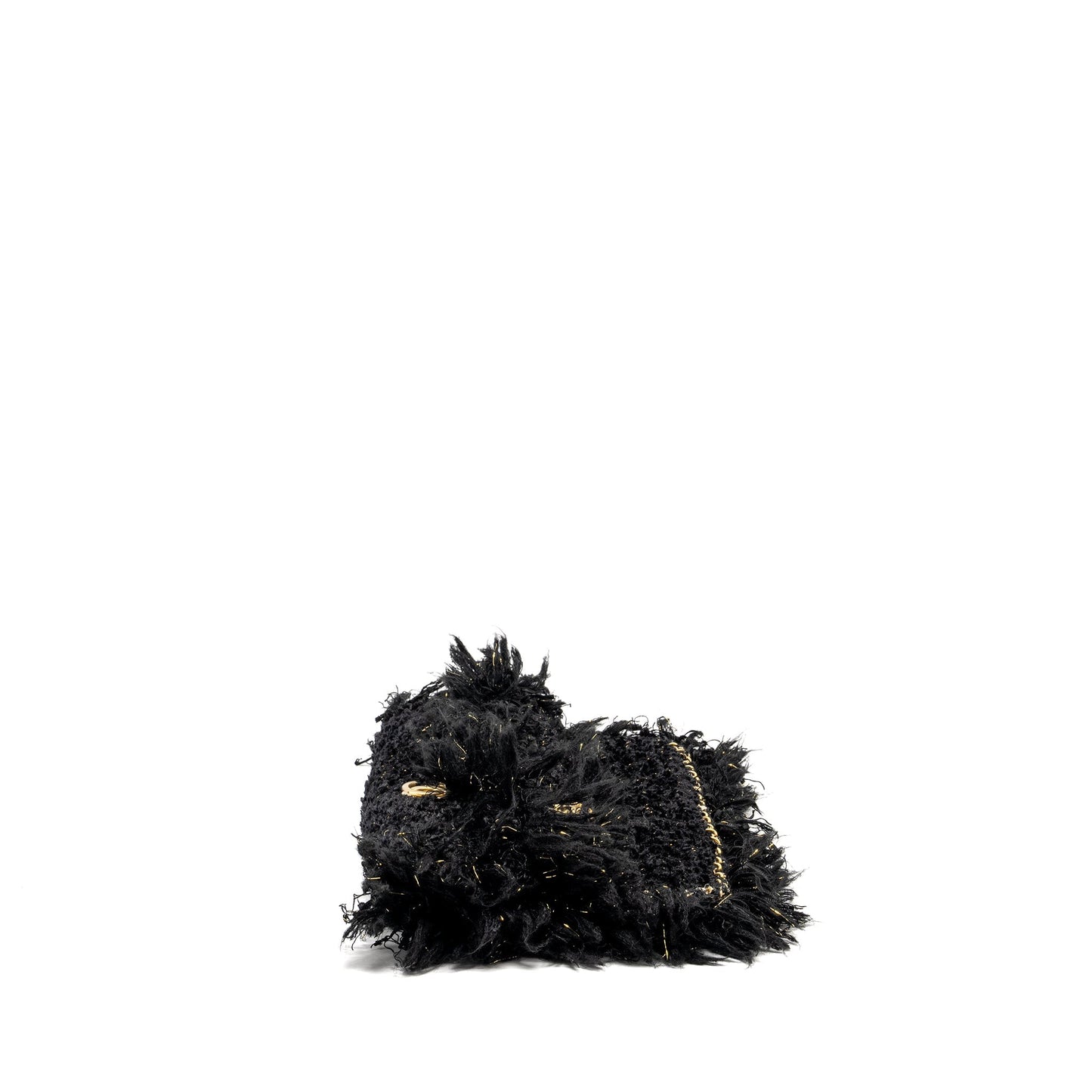 Chanel Fringe Paris Cosmopolite Clutch Tweed Black