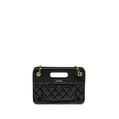 Chanel 23S Clutch Bag With Chain Calfskin Black Brush  (microchip)