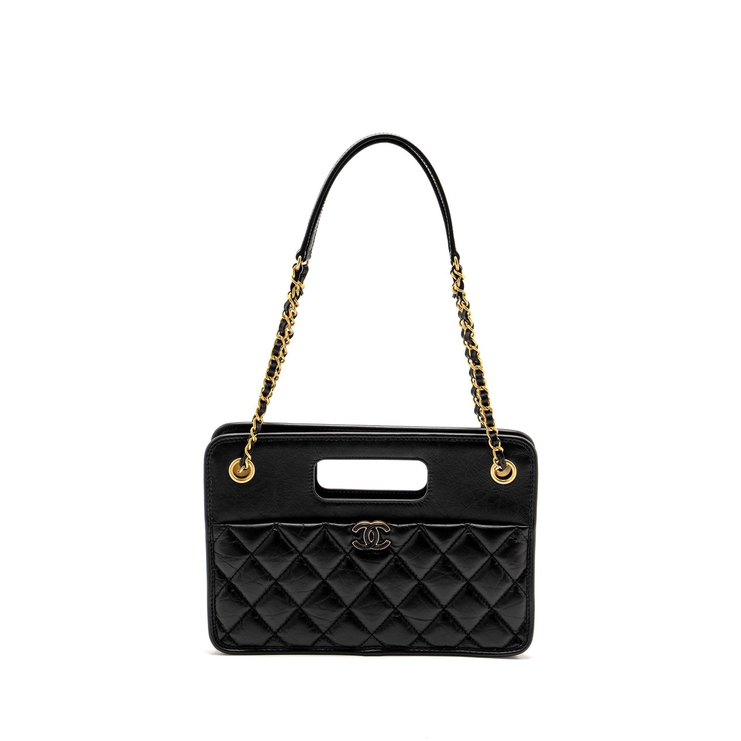 Chanel 23S Clutch Bag With Chain Calfskin Black Brush  (microchip)