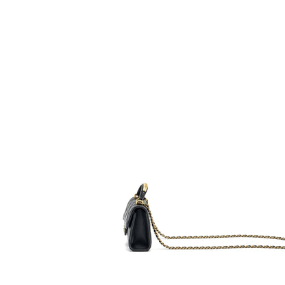 Chanel 22B Top Handle Mini Flap Clutch Lambskin black  (Microchip)