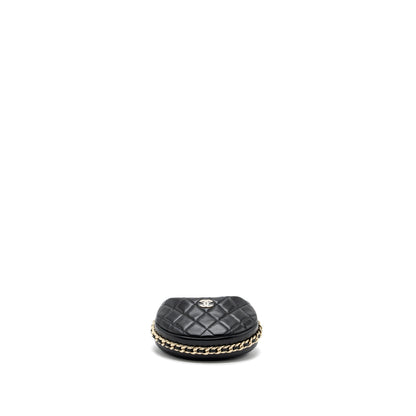 Chanel 23C round Clutch lambskin black  (microchip)