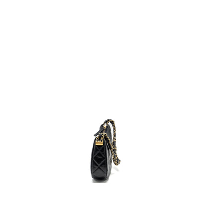 Chanel 23k 19 Hobo Shoulder Bag Calfskin Black  (microchip)
