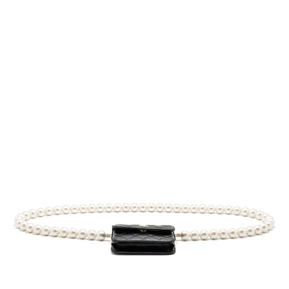 Chanel Maxi Pearl Clutch with Chain Lambskin Black