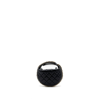 Chanel 23C round Clutch lambskin black  (microchip)