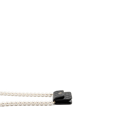 Chanel Maxi Pearl Clutch with Chain Lambskin Black