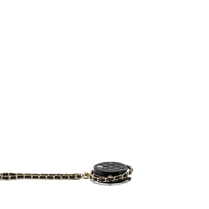 Chanel 22C Round Clutch With Chain Lambskin Black