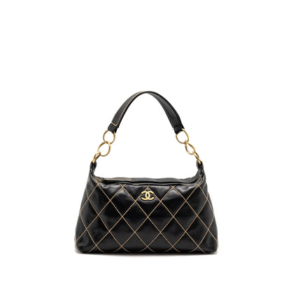 Chanel Vintage Wild Stitch Shoulder Bag Calfskin Black