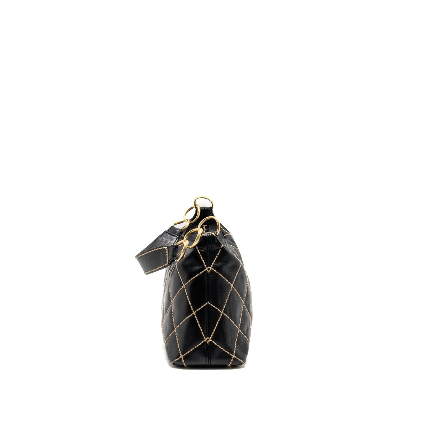 Chanel Vintage Wild Stitch Shoulder Bag Calfskin Black