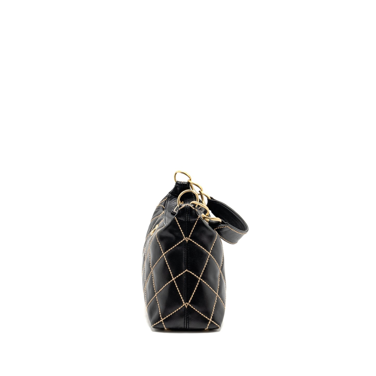 Chanel Vintage Wild Stitch Shoulder Bag Calfskin Black