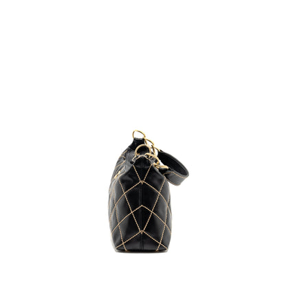 Chanel Vintage Wild Stitch Shoulder Bag Calfskin Black