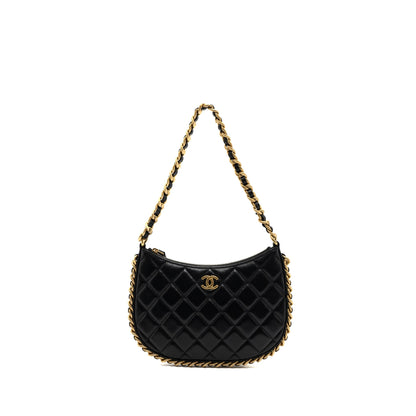 Chanel 23b Hobo Shoulder Bag Lambskin Black Brushed (Microchip)