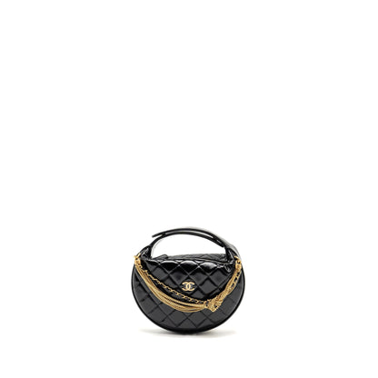 Chanel 21A Round Clutch with Detail Chain Calfskin Black (microchip)