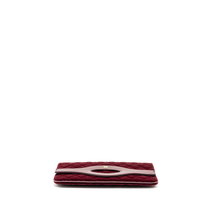Chanel Folding Clutch Bag Velvet/Lambskin Burgundy L