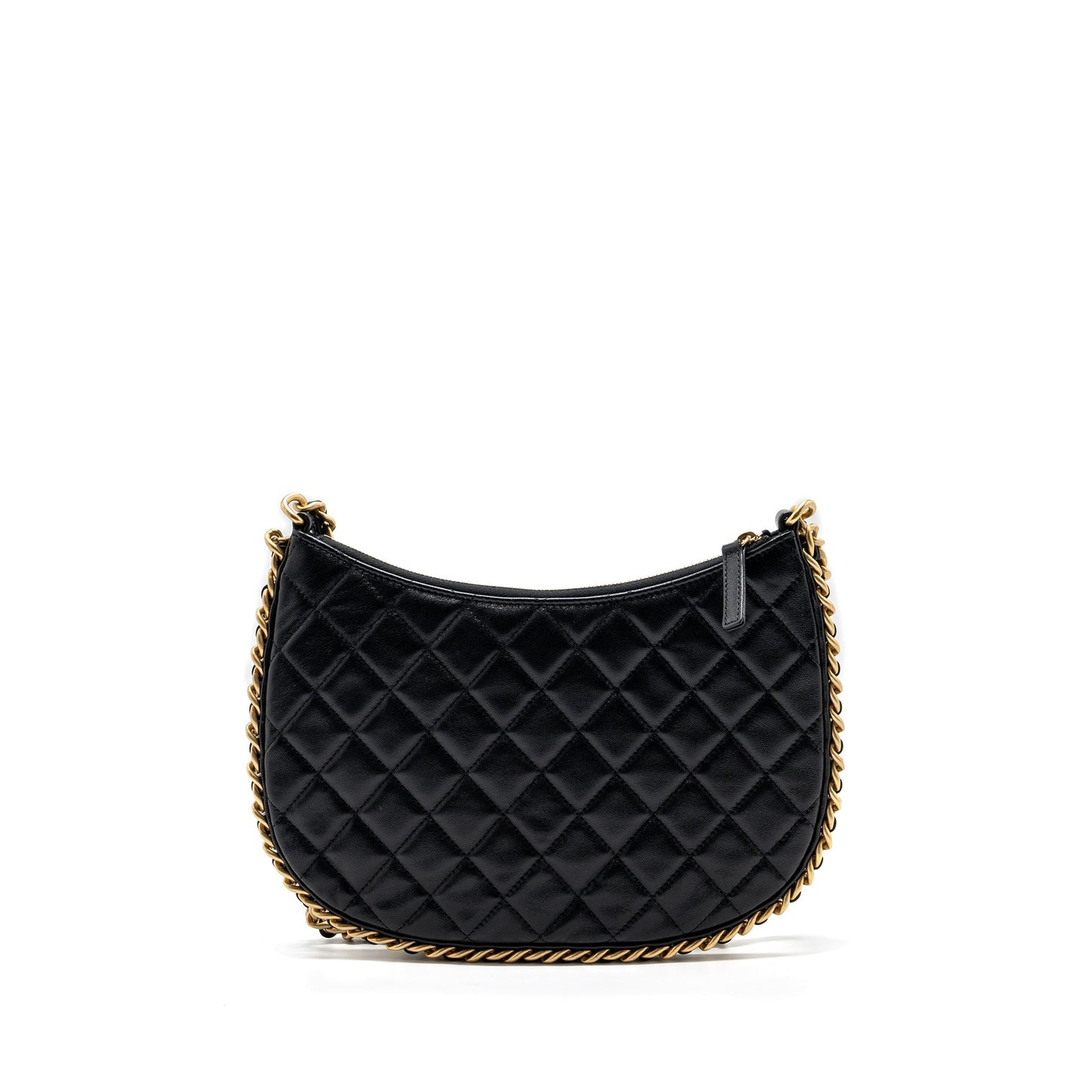 Chanel moon hobo shoulder / crossbody bag goatskin black brushed  (microchip)