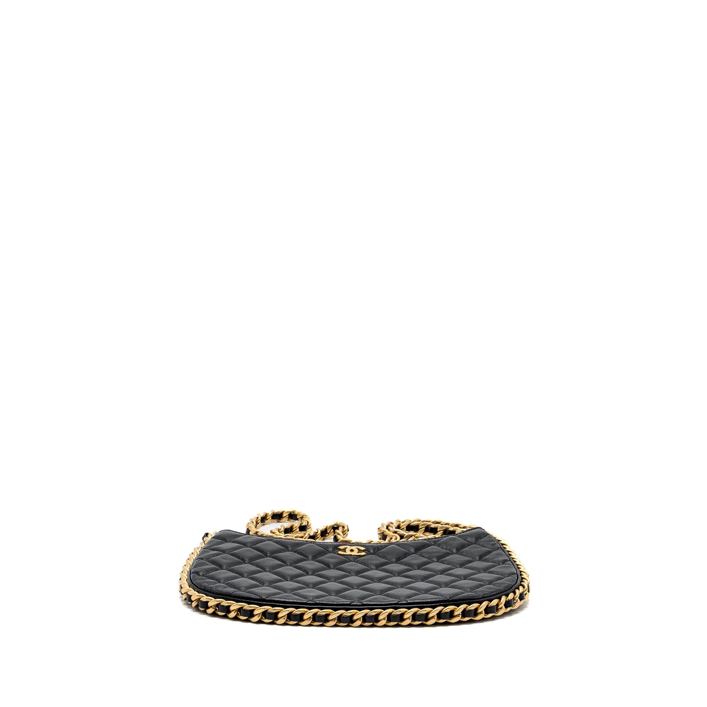 Chanel moon hobo shoulder / crossbody bag goatskin black brushed  (microchip)