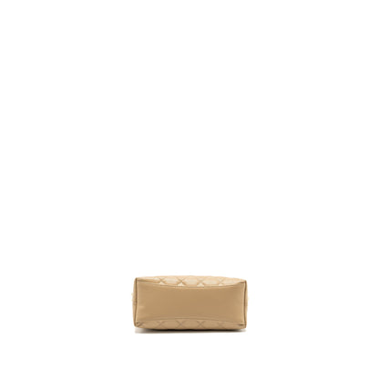 Chanel CC Logo Quilted Mini Clutch with Chain Caviar Beige  (Microchip)