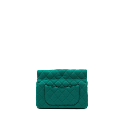 Chanel 23a Classic Flap Clutch Fabric Green L(Microchip)