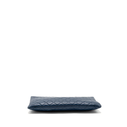 Chanel Classic Quilted Large Clutch Bag Lambskin Navy