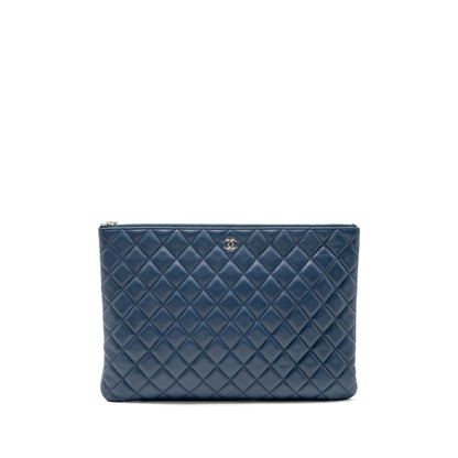 Chanel Classic Quilted Large Clutch Bag Lambskin Navy