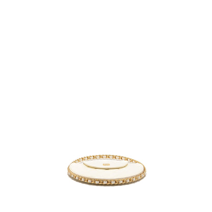 Chanel round clutch patent leather white  (microchip)