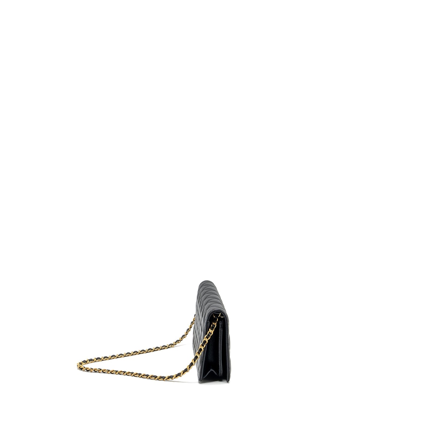 Chanel 23A clutch with chain lambskin black  (microchip)