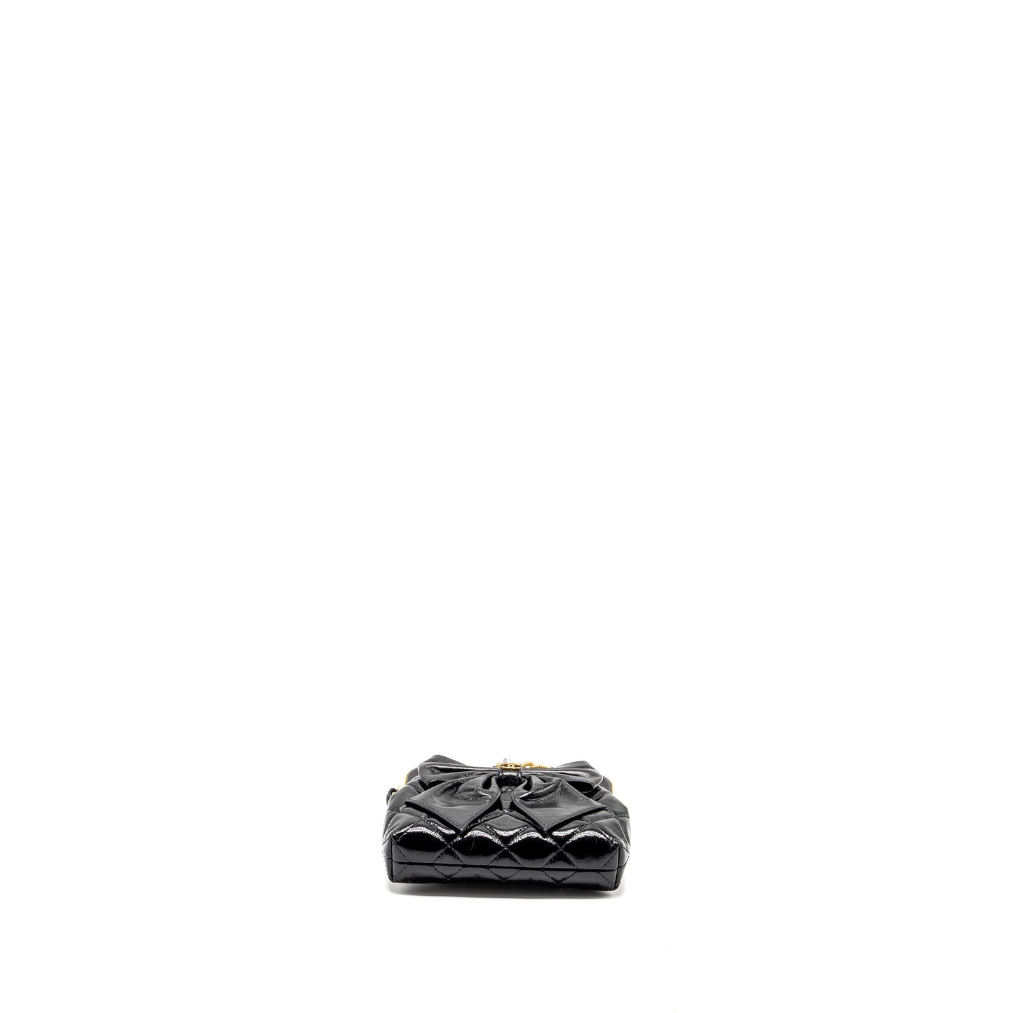 Chanel 24A Bowknot Clutch With Chain patent Crumpled Lambskin/Shiny Lambskin Black  (microchip)