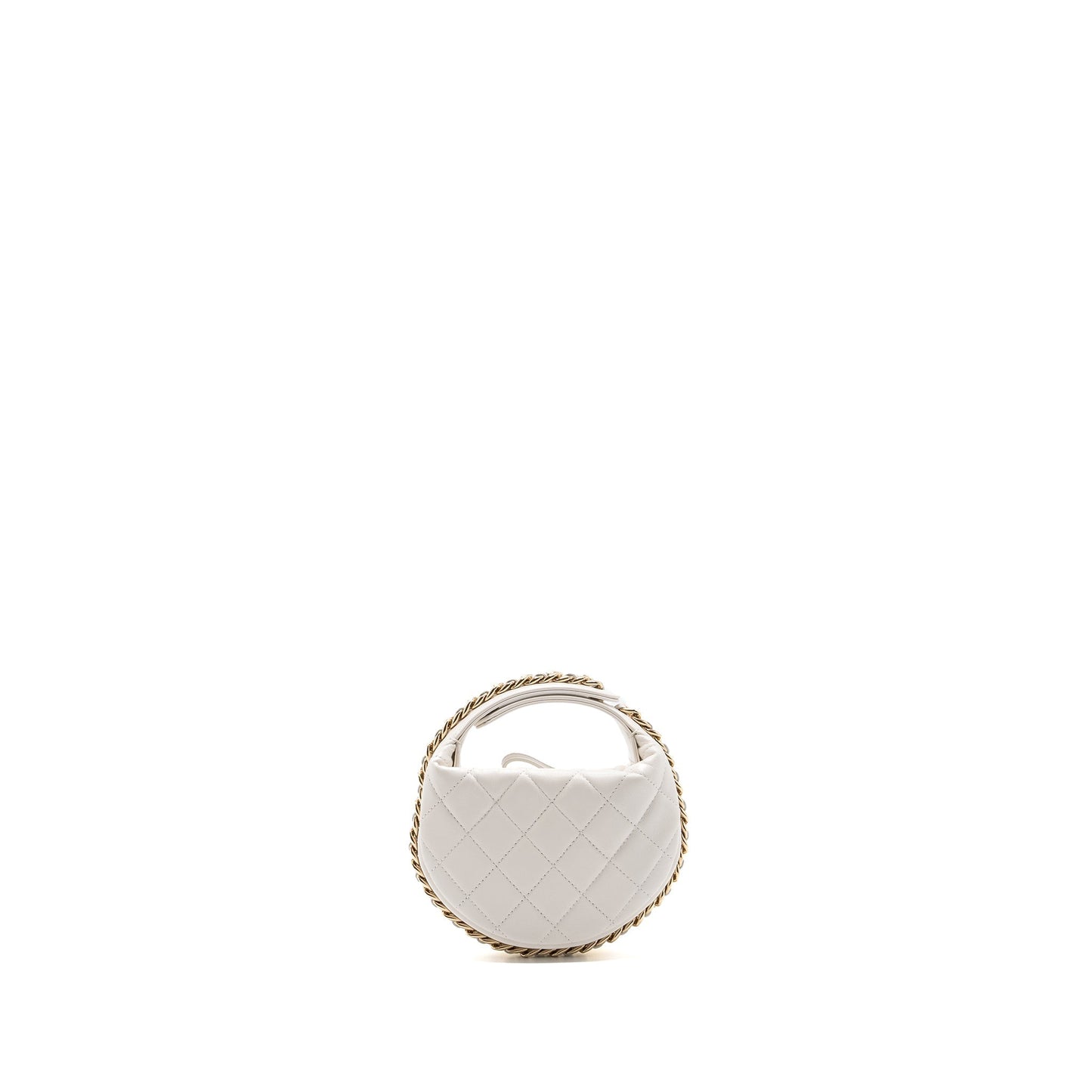 Chanel 23C round clutch lambskin white L (microchip)