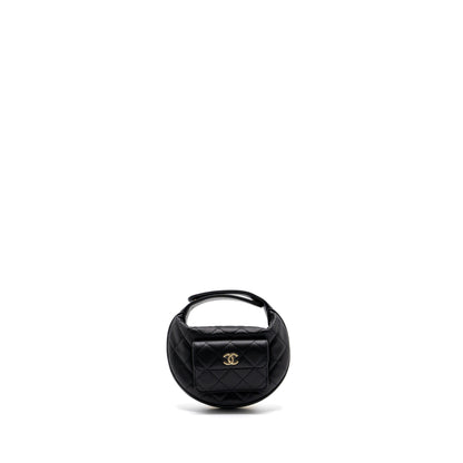 Chanel 23B round clutch caviar black  (microchip)