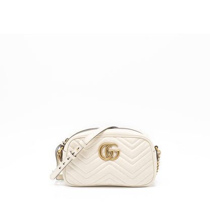 Gucci GG Marmont Camera Shoulder Bag Calfskin White