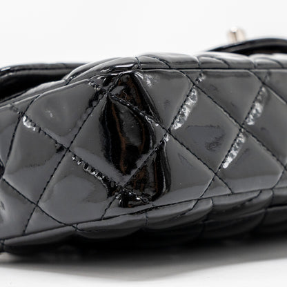 Chanel East West Flap Shoulder Bag Patent Leather Black