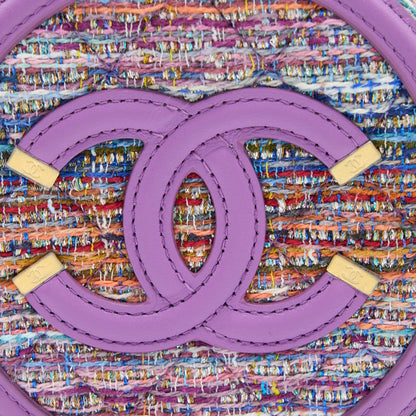 Chanel Round Clutch with Chain Lambskin/Tweed Multicolour