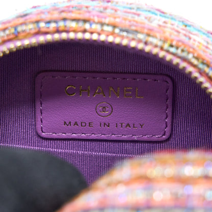Chanel Round Clutch with Chain Lambskin/Tweed Multicolour