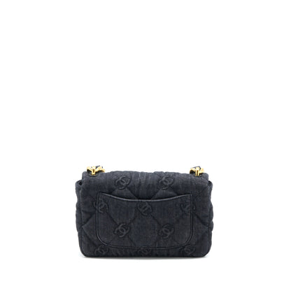 Chanel Flap Shoulder Bag with Giant Chain Denim Dark Blue Brushed  (Microchip)